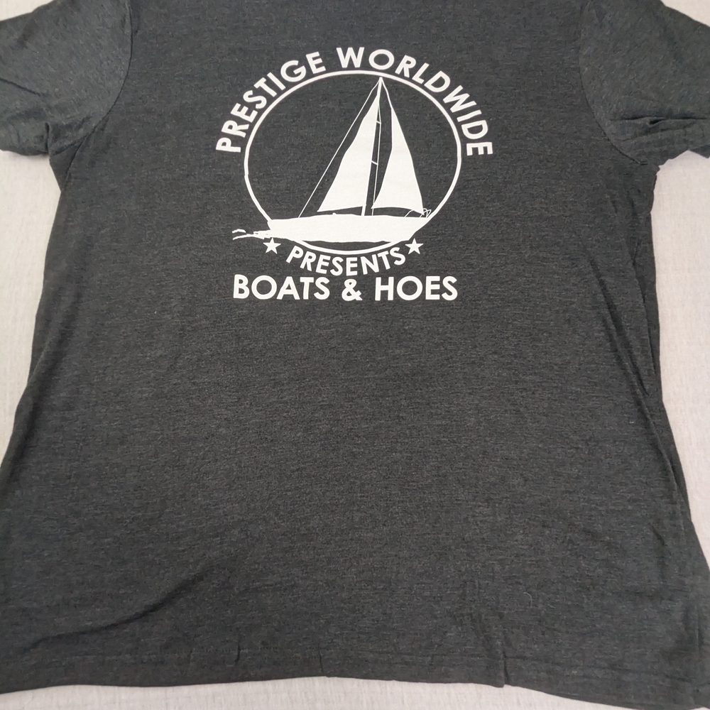 Prestige Worldwide Boats & Hoes Grey T-shirt Size Large Will Ferrell Movie Large